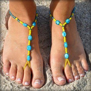 Sun Sandals Barefoot Sandals Lemon Drop beads